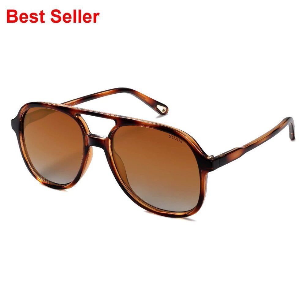 Retro Polarized Aviator Sunglasses, UV400 Protection, Vintage Square Frame